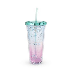 Mermaid Glitter 24 Oz Drink Tumbler Blush